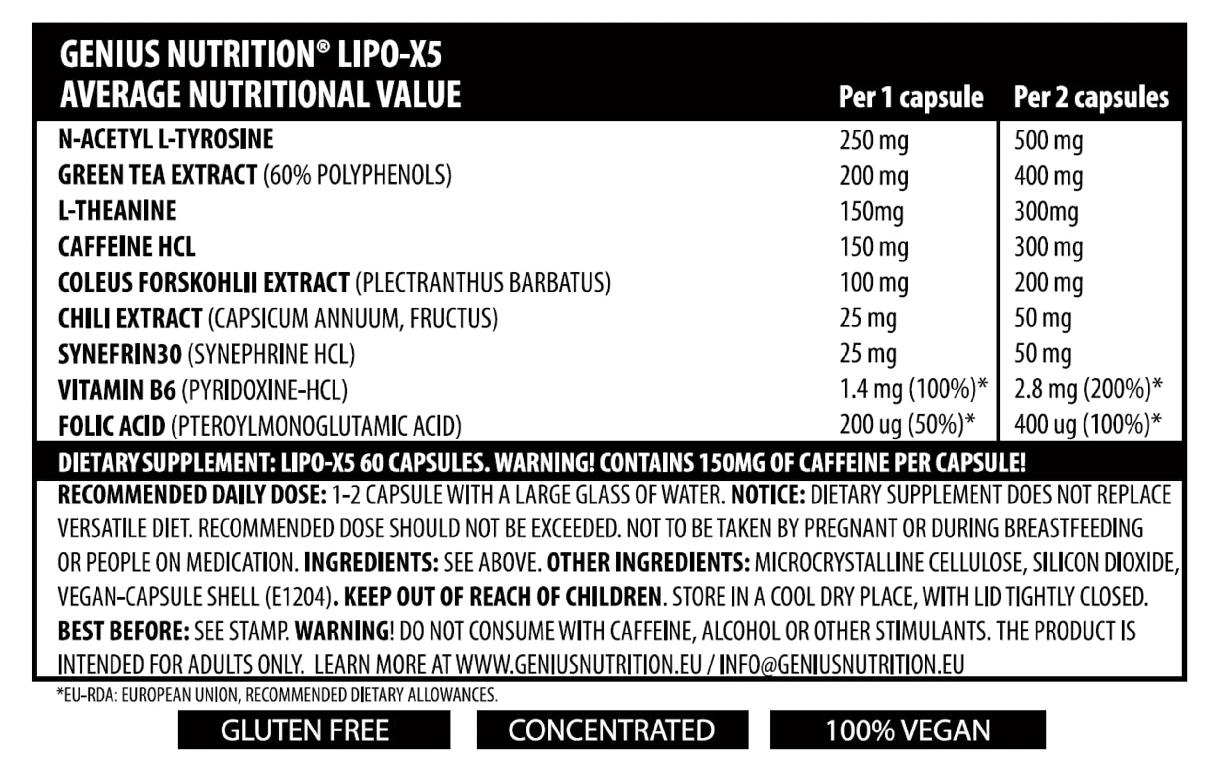 LIPO-X5 60 Caps/60 Serv, Genius Nutrition - GREEN LIFE CYPRUS