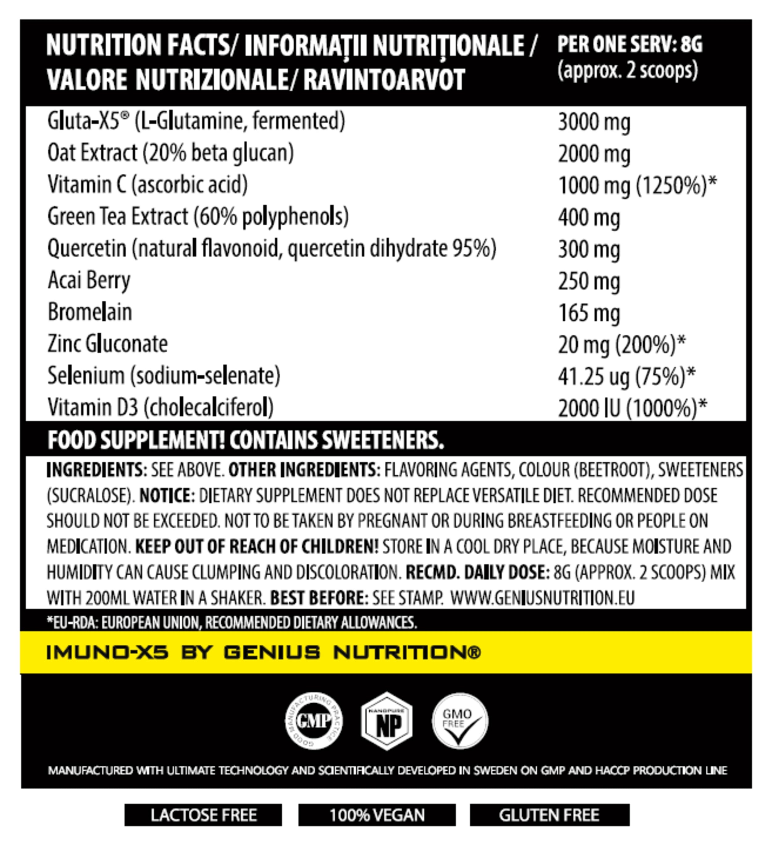 IMUNO-X5 240g/30 Serv Powder, Genius Nutrition