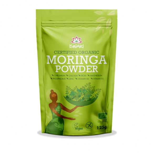 Iswari, BIO Moringa Powder, Χωρίς γλουτένη, 125 γρ