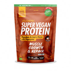 Iswari, BIO Super Vegan Protein, шоколад и львиная грива с дигензимом, без глютена, 400 г