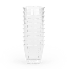 Set of 10 Zinzino dosage cups, accessory for measuring liquids, with clear measurement markings and durable plastic construction.