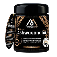 Mountain Drop, Shilajit 25g Μίγμα με Ashwagandha &amp; ωμό μέλι κάστανου, 350g 