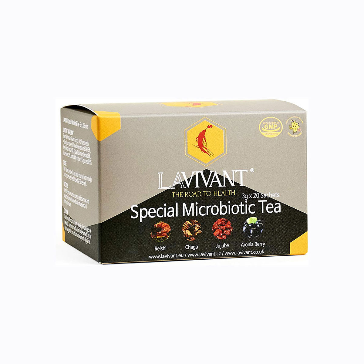 Lavivant, Korean Red Ginseng, Microbiotic Tea, with Reishi, Chaga, Jujube, Aronia, 20 Sachets