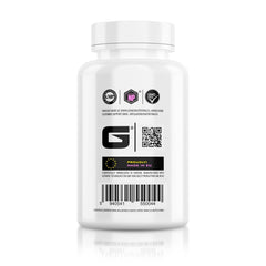 Genius Nutrition MSM supplement bottle with 90 capsules, no flavor, labeled GC-MSMF7, on a white background.