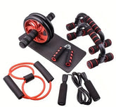 7pcs/set Complete Ab Workout Set With Push-up Stand, Ab Wheel, Mini Mat, Resistance Band, Jump Rope & Hand Gripper - GREEN LIFE CYPRUS