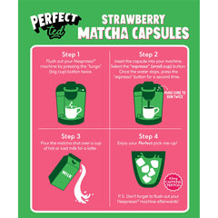 PerfectTed, Ceremonial Grade Strawberry Matcha, 10 Nespresso Compatible Capsules
