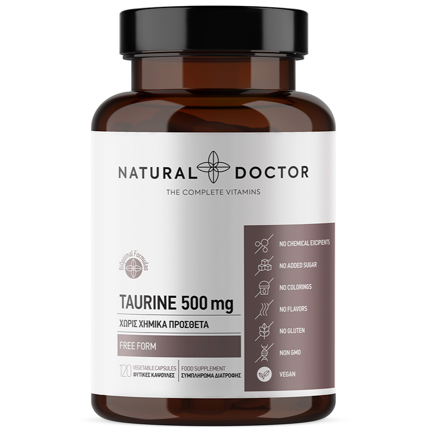 Natural Doctor, Taurine 500 mg, 120 Veg Caps - GREEN LIFE CYPRUS