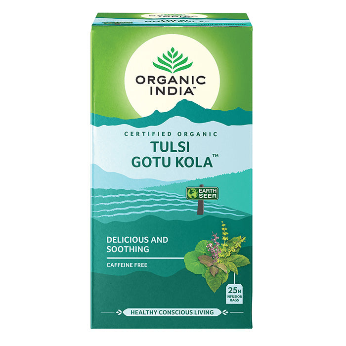 Organic India, BIO Tulsi Gotu Kola Tea, Χωρίς καφεΐνη, 25 σακουλάκια έγχυσης 