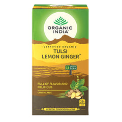 Organic India, BIO Tulsi Lemon Tea Ginger, Χωρίς Καφεΐνη, 25 σακουλάκια έγχυσης 