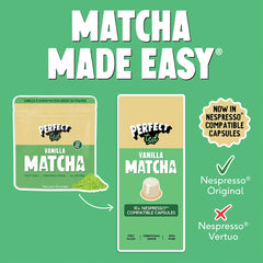 PerfectTed, Ceremonial Grade Vanilla Matcha, 10 Nespresso Compatible Capsules