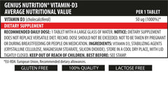 Vitamin D3 90tabs/90 Serv, Genius Nutrition - GREEN LIFE CYPRUS
