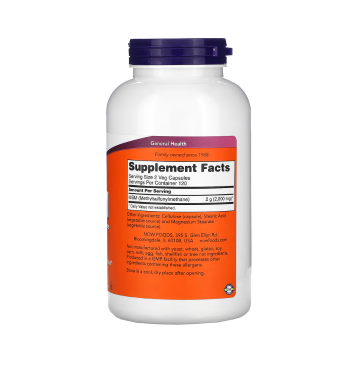 NOW Foods, MSM 1000mg, 240 Veg Κάψουλες