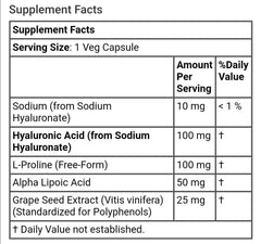 HYALURONIC ACID, 100 mg, 60 Veg Capsules - GREEN LIFE CYPRUS