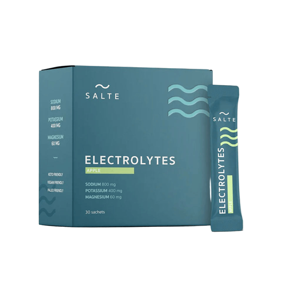 SALTE collection cover featuring Salte, Performance Electrolytes, Apple Flavor, 30 Sachets