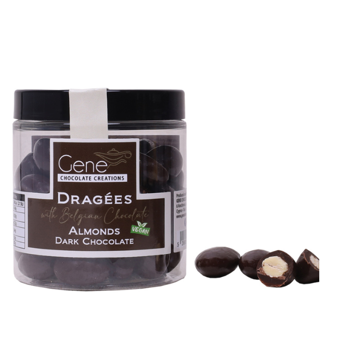 GENE collection cover featuring Belgian Vegan Almond Dark Chocolate Dragées