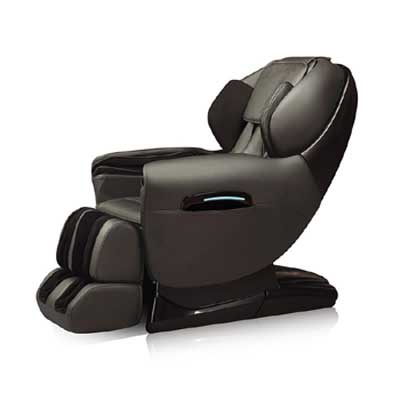 Black A-38 iREST massage chair by VIKING FITNESS with padded armrests, control panel, and sleek modern design.
