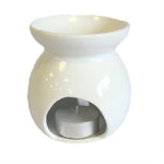 Large white oil burner by AW GIFTS with tree cut-out design, classic style, ceramic accessory for essential oils and aromatherapy.