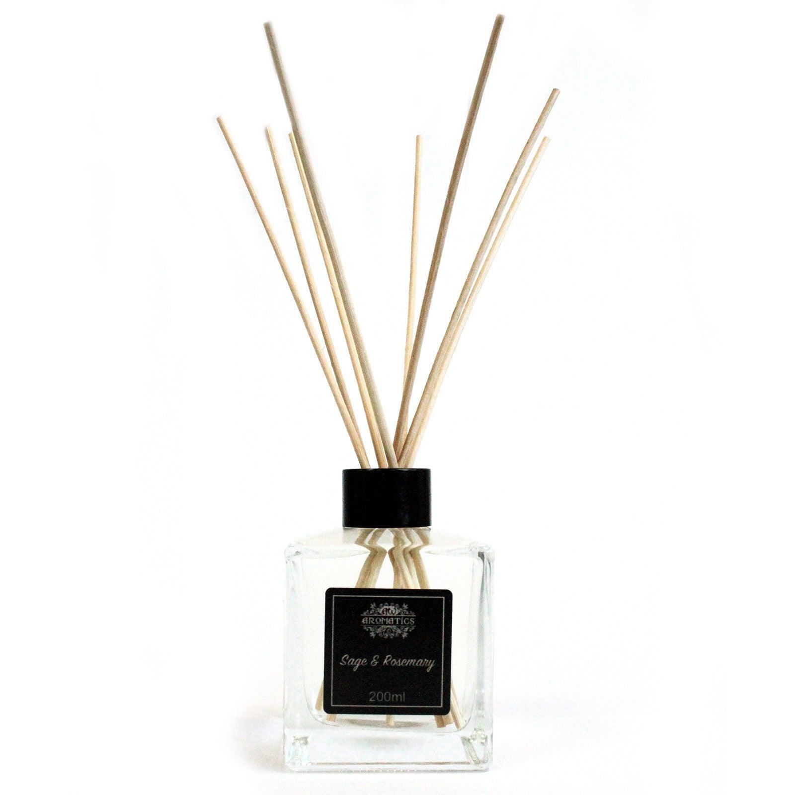 AW GIFTS 200ml Sage and Rosemary essential oil reed diffuser with sleek bottle and natural reeds for fragrant home decor