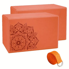 3pcs, Yoga Blocks & Stretch Strap Set