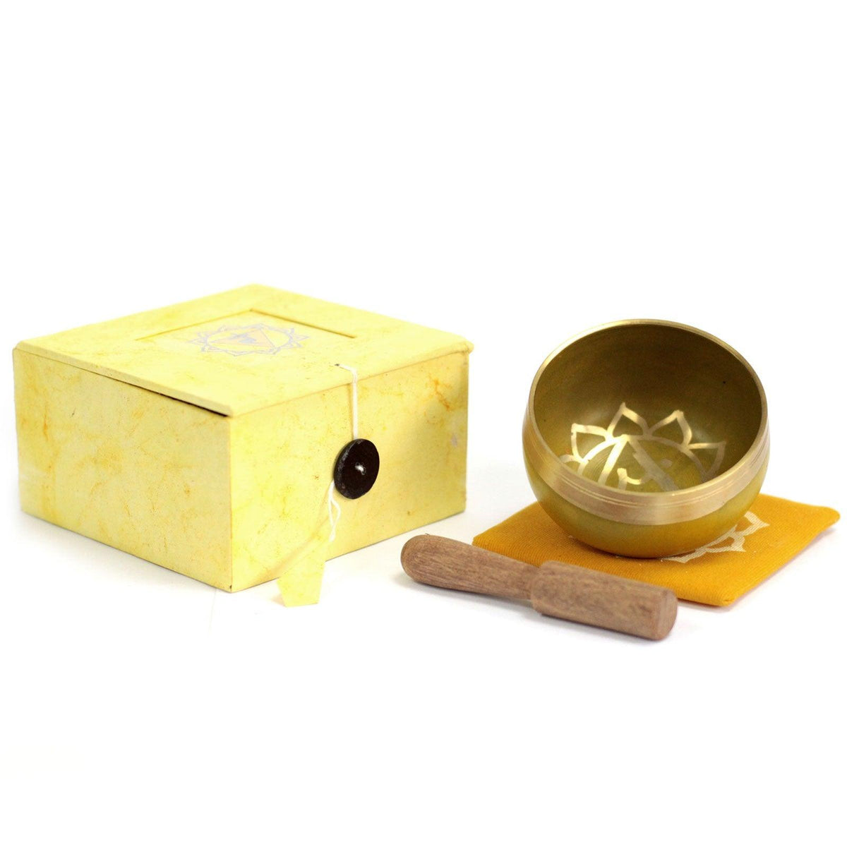 AW Gifts Chakra Singing Bowl for Solar Plexus, a musical accessory with intricate designs, used for meditation and sound therapy.