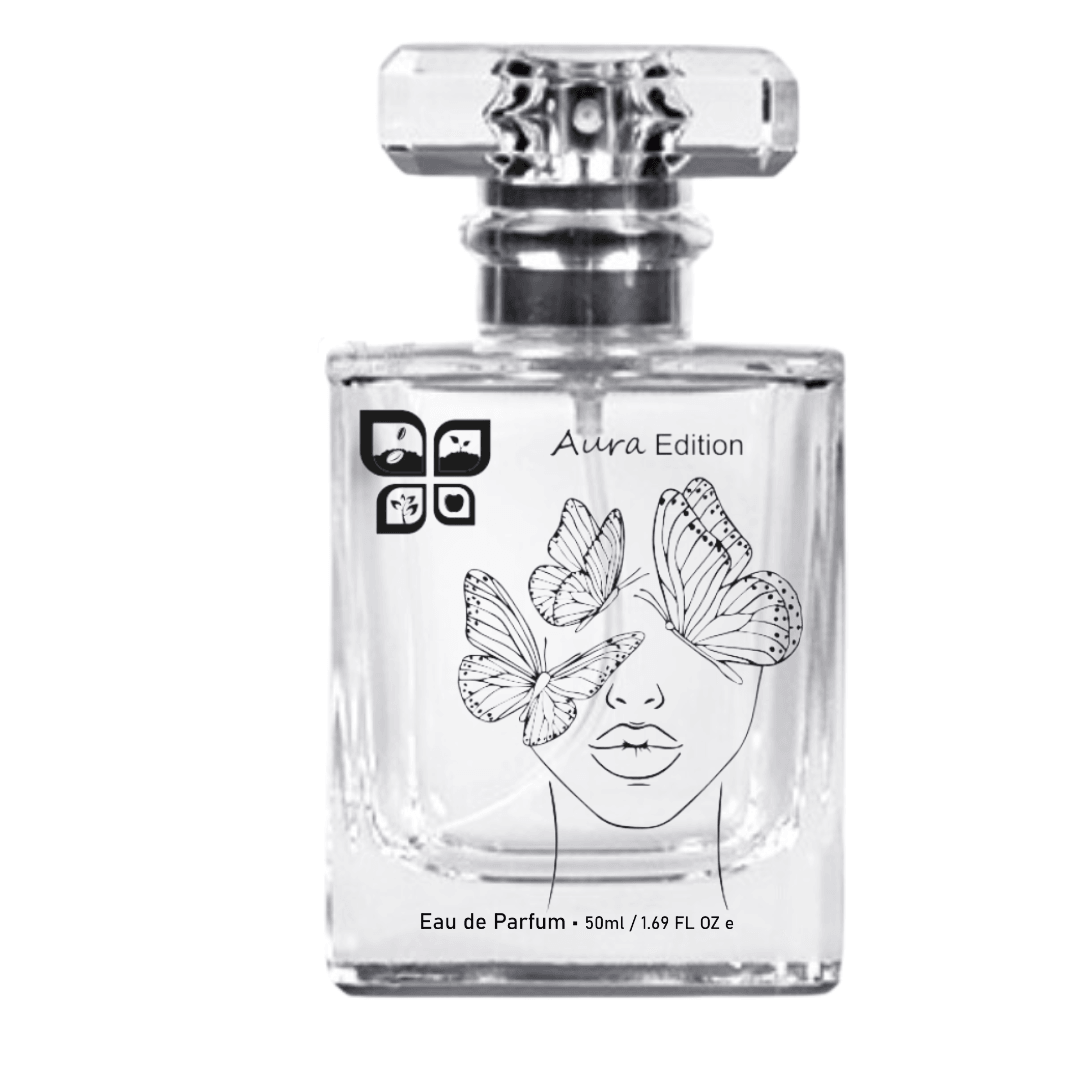 Green Life Perfume Aura Edition for women, a green glass bottle with a sleek design, inspired by this is her fragrance.