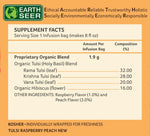 Organic India Tulsi Raspberry Peach Tea, caffeine-free infusion bags with fresh raspberry and peach flavor, 25-count box.