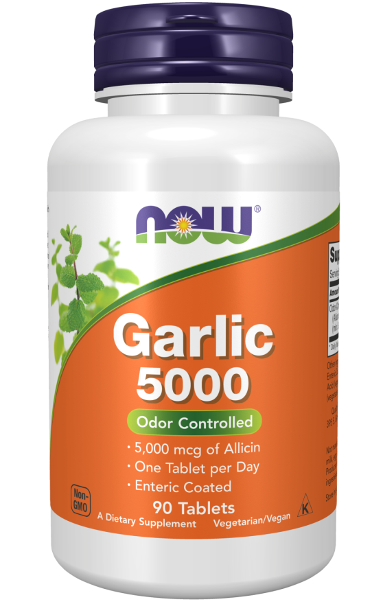 NOW Foods Σκόρδο 5000 Odour-Controlled 500 mg – 90 Ταμπλέτες / 90 Μερίδες