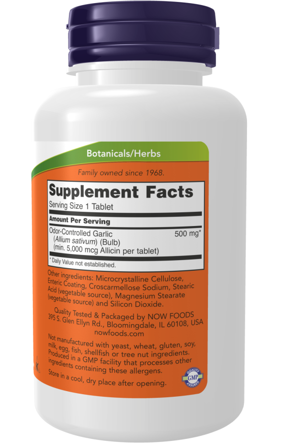 NOW Foods Σκόρδο 5000 Odour-Controlled 500 mg – 90 Ταμπλέτες / 90 Μερίδες