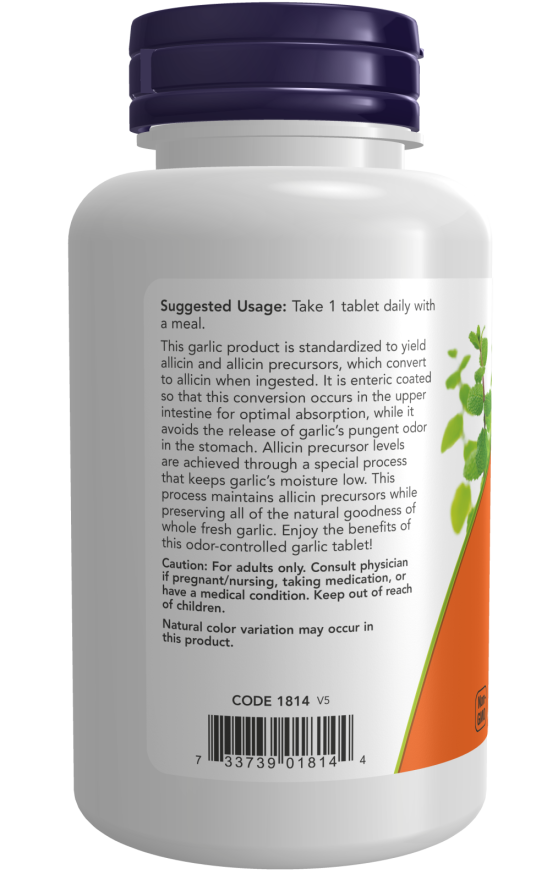 NOW Foods Σκόρδο 5000 Odour-Controlled 500 mg – 90 Ταμπλέτες / 90 Μερίδες