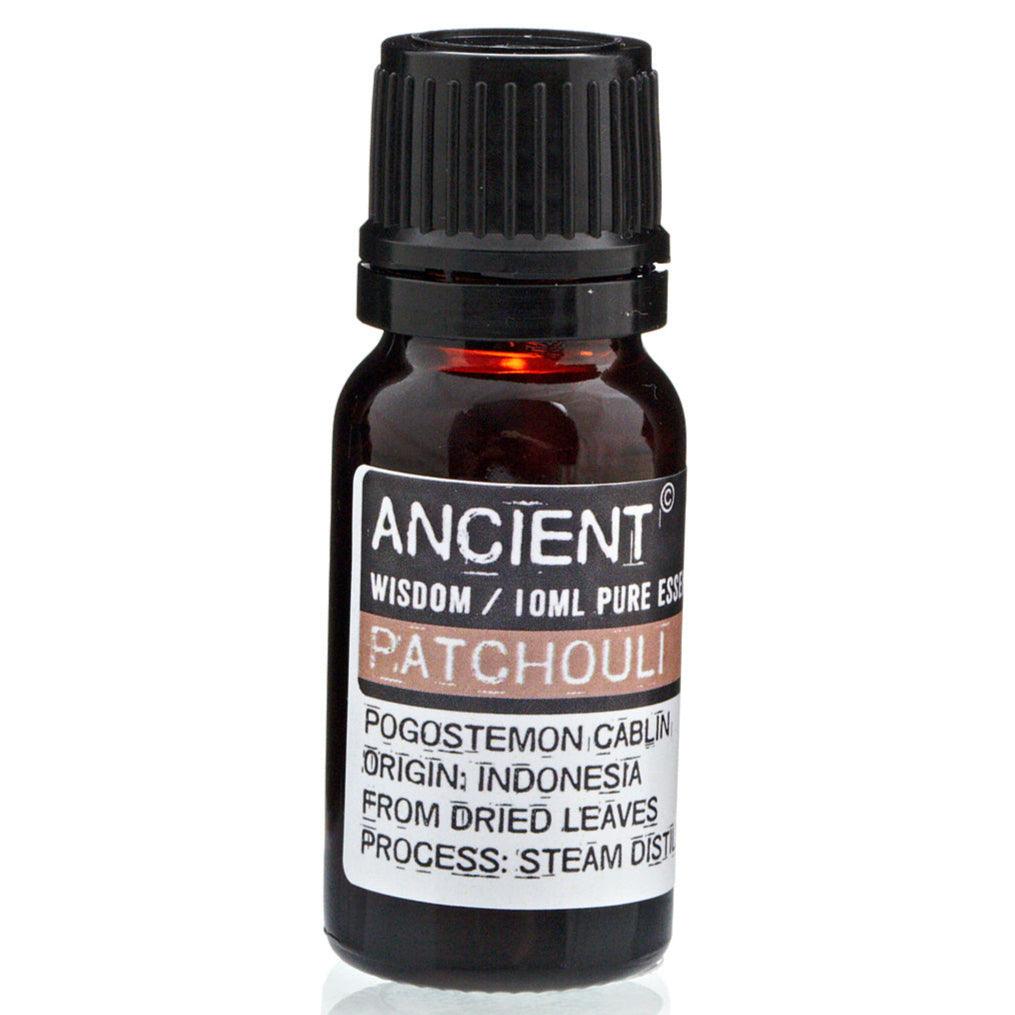 Patchouli essential oil in a 10ml bottle from AW GIFTS, ideal for skincare and natural aromatherapy.