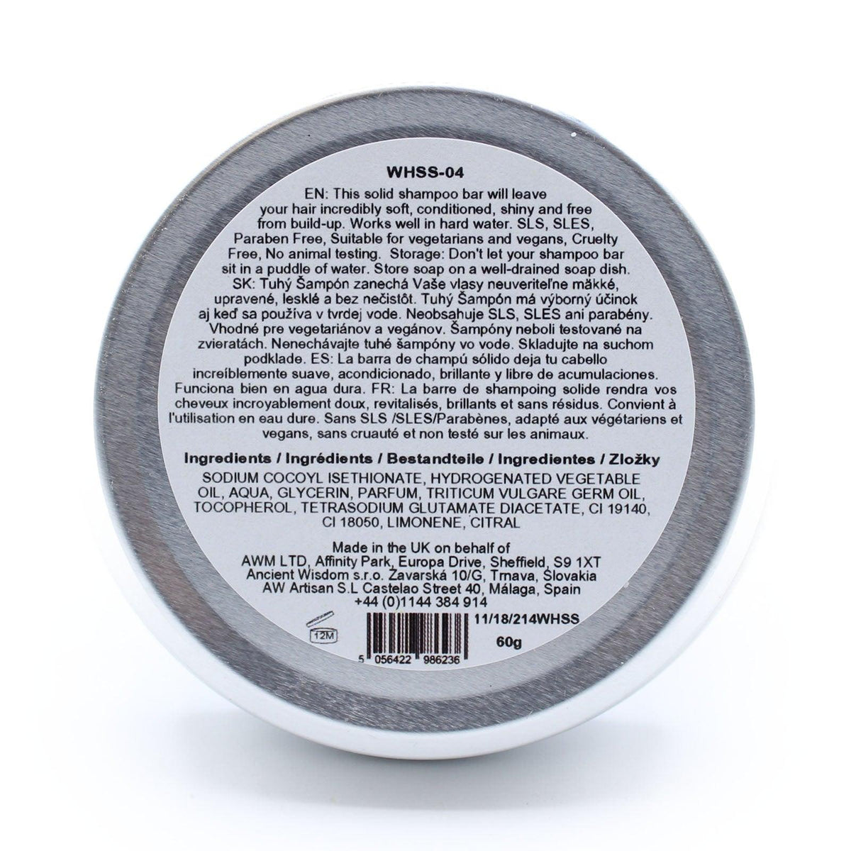 AW GIFTS Wild Hare Solid Shampoo in Tutti Frutti scent, 60g, featuring vibrant packaging and natural hair care ingredients.