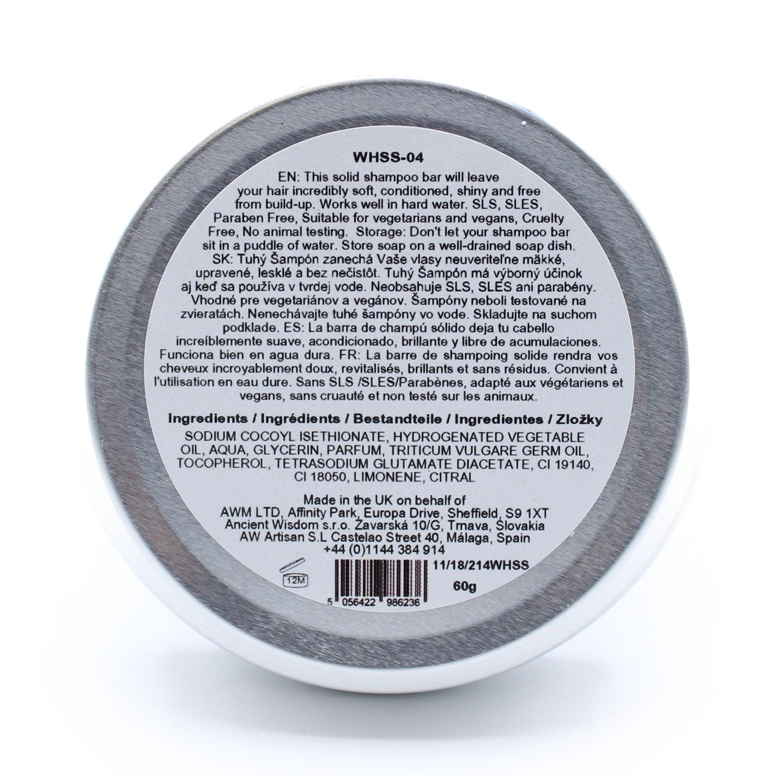 AW GIFTS Wild Hare Solid Shampoo in Tutti Frutti scent, 60g, featuring vibrant packaging and natural hair care ingredients.
