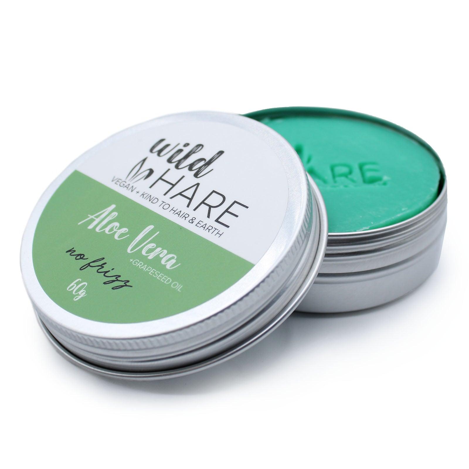 AW GIFTS Wild Hare Solid Shampoo with Aloe Vera, 60g, natural hair care bar featuring soothing aloe for healthy hair.