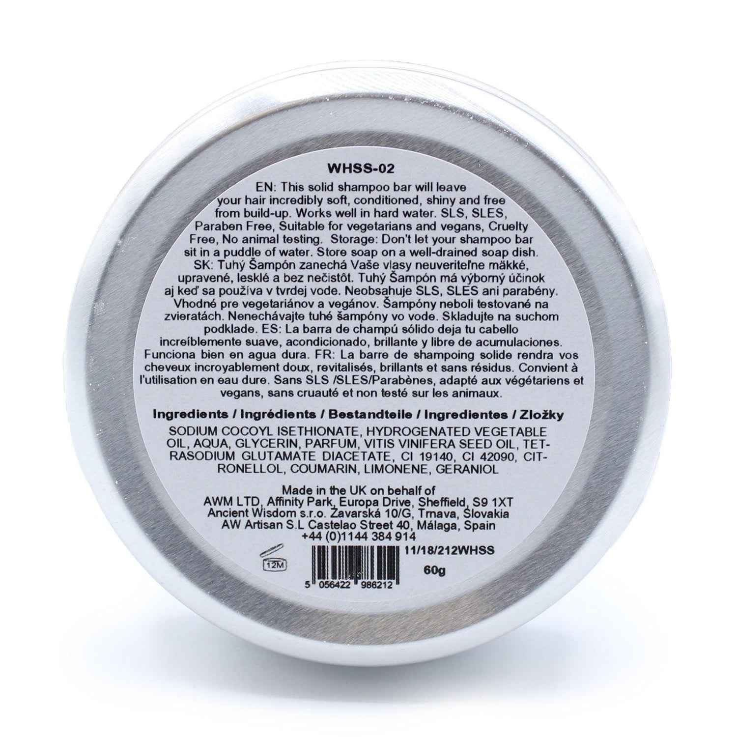 AW Gifts Wild Hare Solid Shampoo with Aloe Vera, 60g, natural hair care product featuring a solid bar in eco-friendly packaging