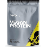 Vivo Life plant-based protein powder with 30 servings, showing the green and white packaging of the protein supplement.