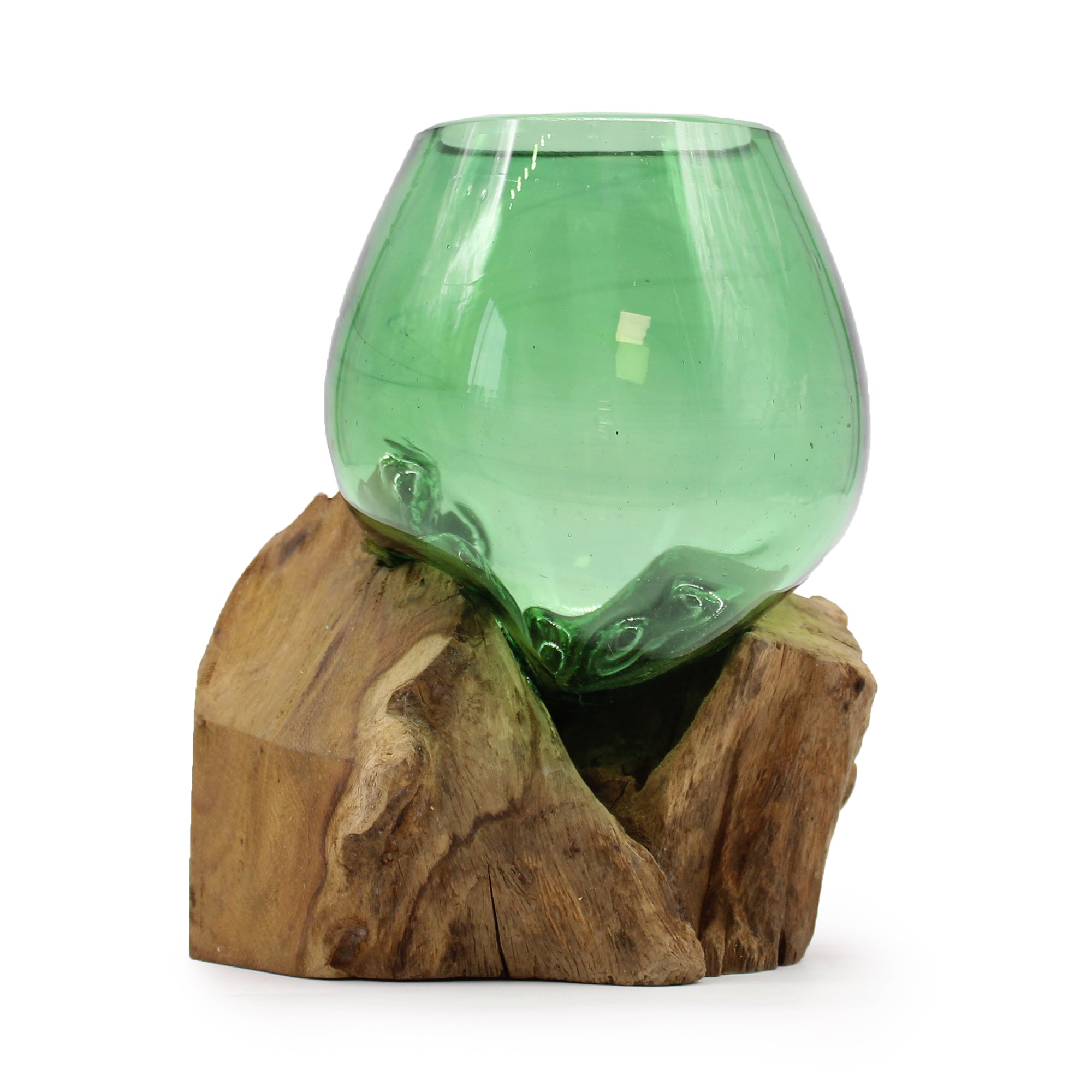 Handmade small bowl made from recycled beer bottles displayed on natural wood, ideal for eco-friendly home decor by AW GIFTS.