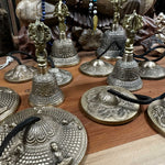 Tibetan Tingsha bell with Five Buddha design, approximately 9.5cm, from AW Gifts, a spiritual accessories item with intricate details.