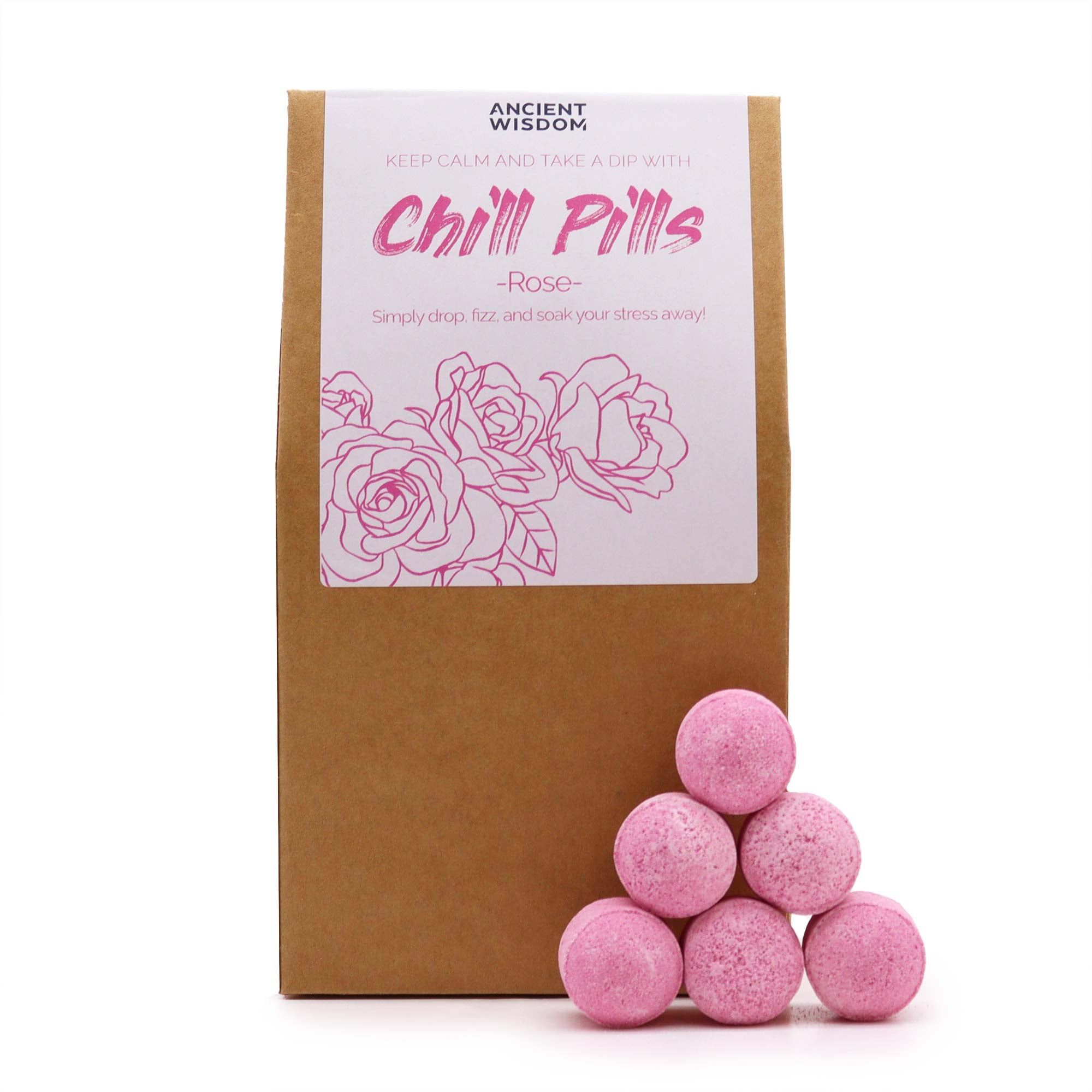 AW GIFTS Chill Pills Rose gift pack with 350g of colorful candy pills in a decorative box.