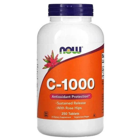 Old Products NOW Foods C-1000 supplement bottles with 250 tablets, showing the packaging and label details.