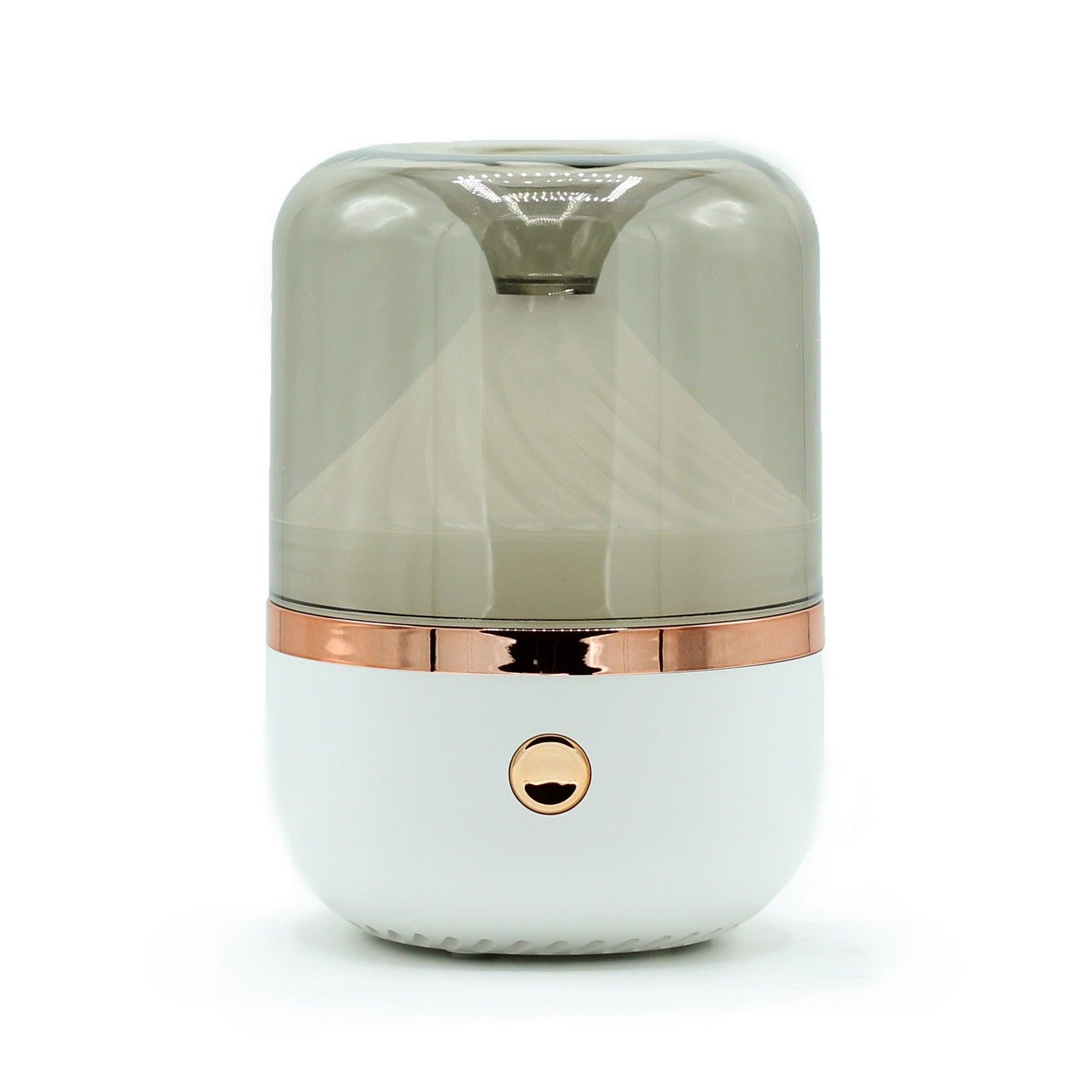 AW GIFTS Urban Aroma Diffuser in white and bronze with USB connection, featuring color-changing LED lights for a modern aromatherapy accessory.