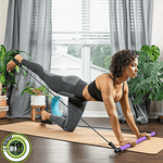 Portable Pilates bar kit with resistance bands and latex cords for fitness exercises, featuring a sturdy exercise bar and adjustable straps.