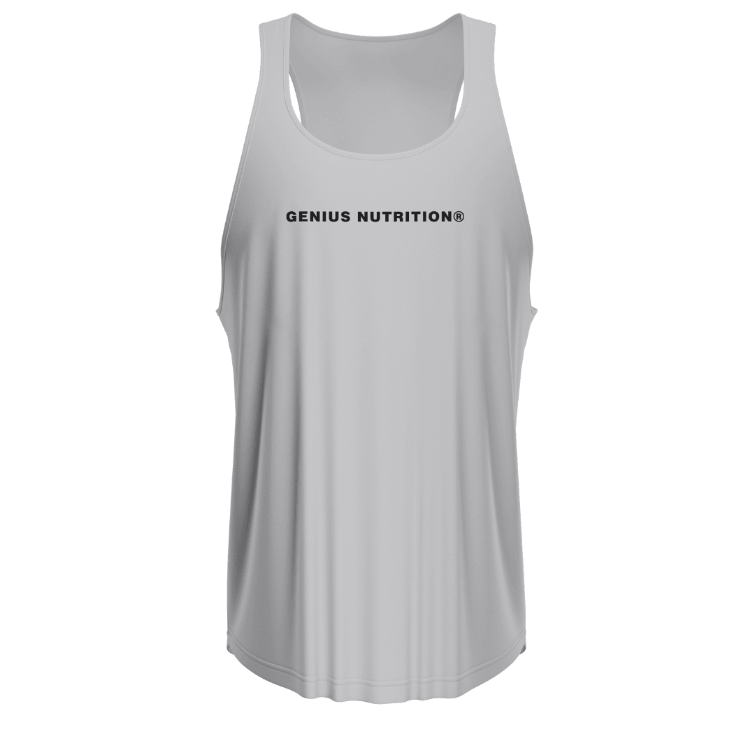 Genius Nutrition GN® Gym Tank Top, sleeveless athletic shirt with logo, designed for workout and training, in black color.