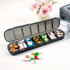 7-Day Portable Pill Box – Large Capacity Medication and Vitamin Dispenser