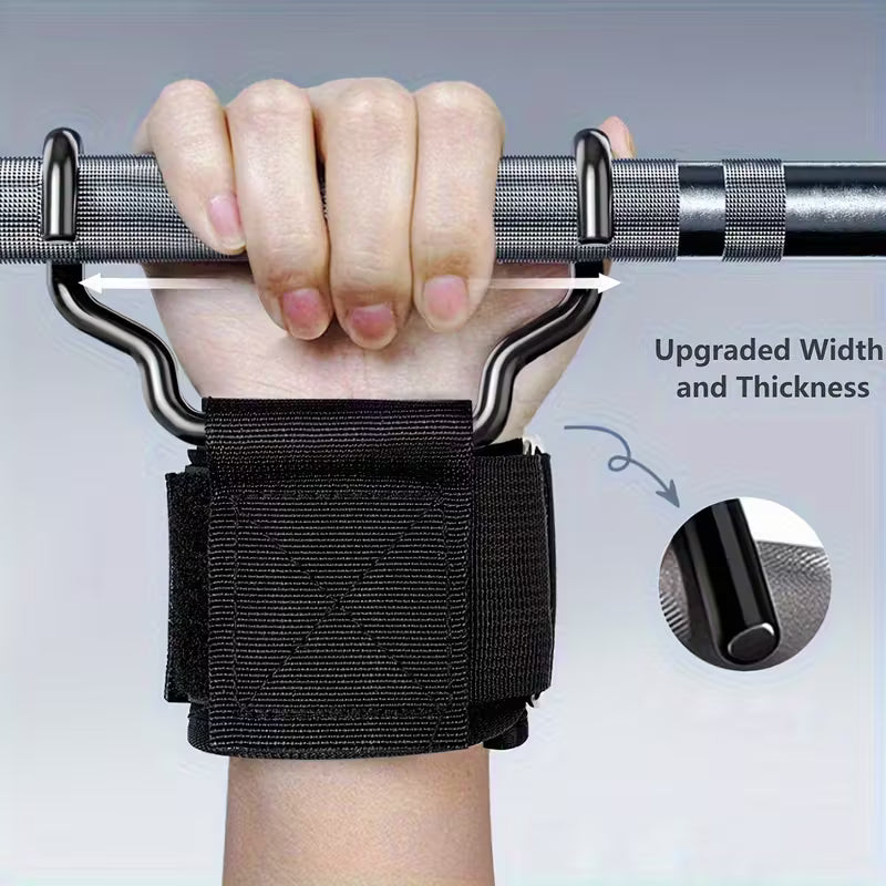 Pair of TEMU widened weightlifting grip hooks with pull-up assist wrist straps for enhanced grip and support during workouts.