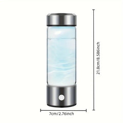 Upgraded Hydrogen Water Bottle with Ionic Filter - Stainless Steel & Glass, USB Rechargeable 1000mAh Battery-Powered, Quick Purification in 3 Minutes.