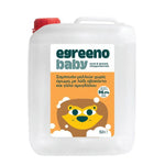 Egreeno Baby Hair Shampoo 5L with avocado oil and almond milk, fragrance-free, gentle for infants' sensitive hair and scalp.