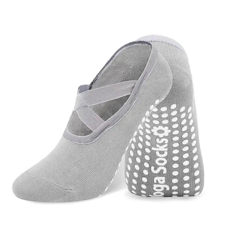 Women's yoga socks accessory by TEMU with grip soles, designed for yoga and pilates practice, featuring lightweight, breathable fabric.