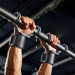 Two TEMU widened weightlifting grip hooks with pull-up assist wrist straps for improved grip and support during strength training.