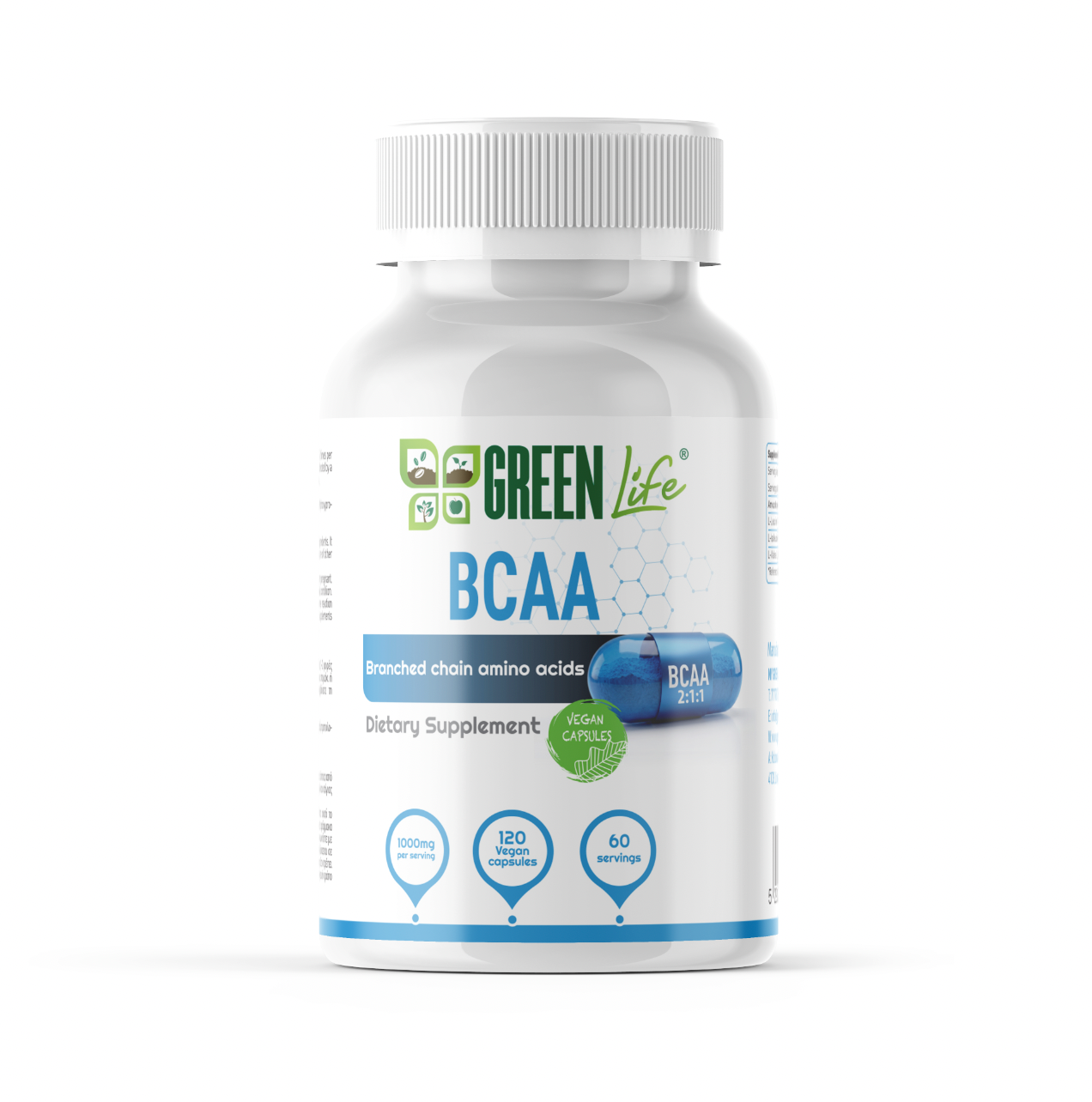 Green Life, BCAA 2:1:1, 1000mg, 120 κάψουλες, 90 δόσεις