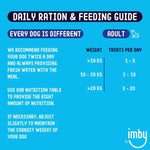 IMBY dental sticks for dogs, 100g pack, showing six natural chew treats designed to promote dental health and freshen breath.